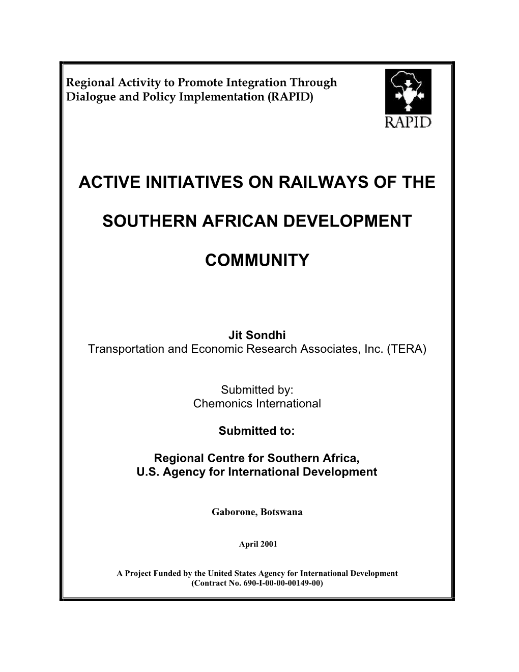 Active Initiatives on Railways of the Southern African