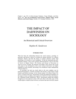 The Impact of Darwinism on Sociology
