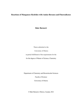 Reactions of Manganese Hydrides with Amine-Boranes and Fluoroalkenes