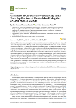 Assessment of Groundwater Vulnerability in the North Aquifer Area of Rhodes Island Using the GALDIT Method and GIS