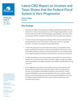 Latest CBO Report on Incomes and Taxes Shows That the Federal Fiscal System Is Very Progressive