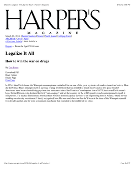 [Report] | Legalize It All, by Dan Baum | Harper's Magazine 3/10/16, 8:49 PM