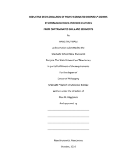 Reductive Dechlorination of Polychlorinated Dibenzo-P-Dioxins