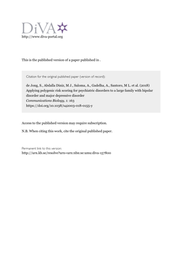 Applying Polygenic Risk Scoring for Psychiatric Disorders to a Large