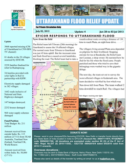 Uttarakhand Flood Relief Update