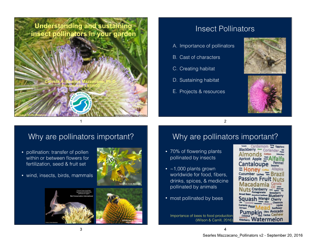 Searles Mazzacano Pollinators V2 - September 20, 2016 Who Pollinates? Who Pollinates?