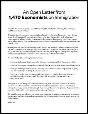 An Open Letter from 1,470 Economistson Immigration