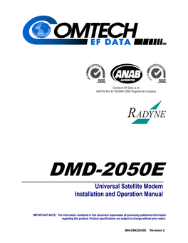 DMD-2050E Universal Satellite Modem Installation and Operation Manual