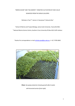 And “Sea Grapes”: Targeted Cultivation of High‐Value