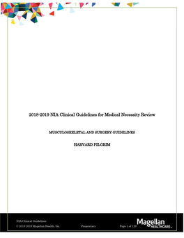 2018-2019 NIA Clinical Guidelines for Medical Necessity Review
