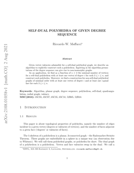 Self-Dual Polyhedra of Given Degree Sequence
