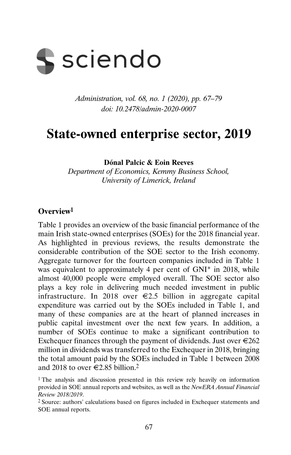 State-Owned Enterprise Sector, 2019