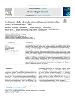 Synthesis and Cellular Effects of a Mitochondria-Targeted Inhibitor of the Two-Pore Potassium Channel TASK-3