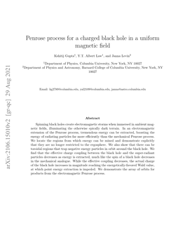Penrose Process for a Charged Black Hole in a Uniform Magnetic Field