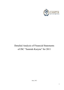 Detailed Analysis of Financial Statements of JSC “Samruk-Kazyna” for 2011