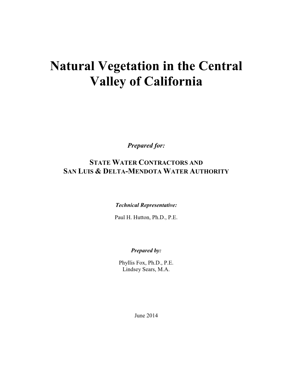 Natural Vegetation in the Central Valley of California