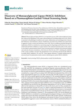 Discovery of Monoacylglycerol Lipase (MAGL) Inhibitors Based on a Pharmacophore-Guided Virtual Screening Study