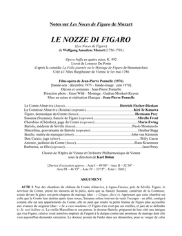 LE NOZZE DI FIGARO (Les Noces De Figaro) De Wolfgang Amadeus Mozart (1756-1791)