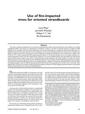 Use of Fire-Impacted Trees for Oriented Strandboards