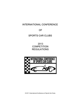 International Conference of Sports Car Clubs 2013 Competition Regulations