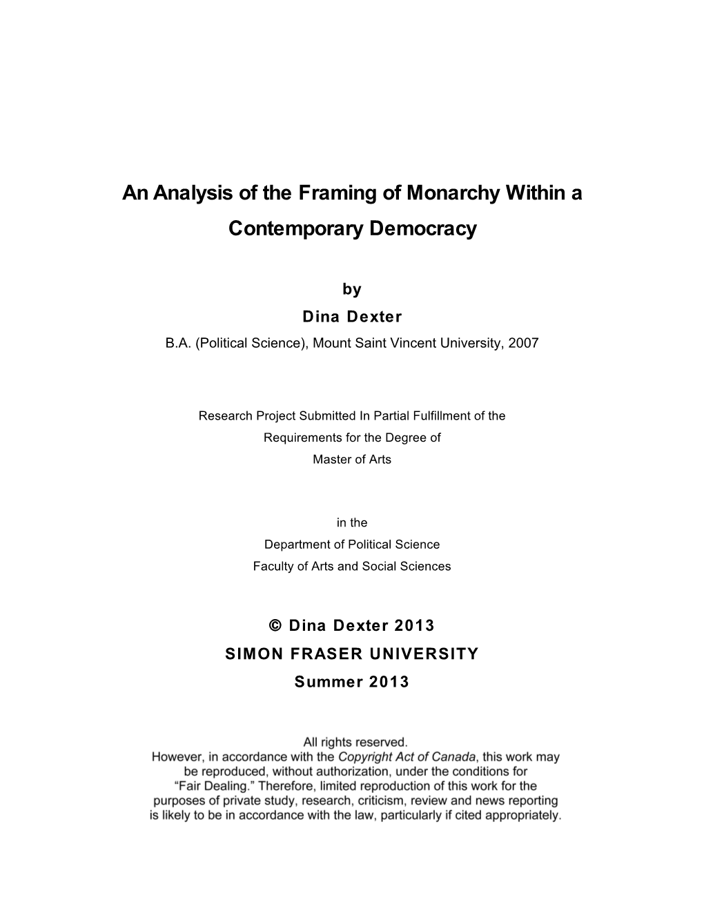 An Analysis of the Framing of Monarchy Within a Contemporary Democracy