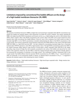 Limitations Imposed by Conventional Fine Bubble Diffusers on the Design of a High-Loaded Membrane Bioreactor (HL-MBR)