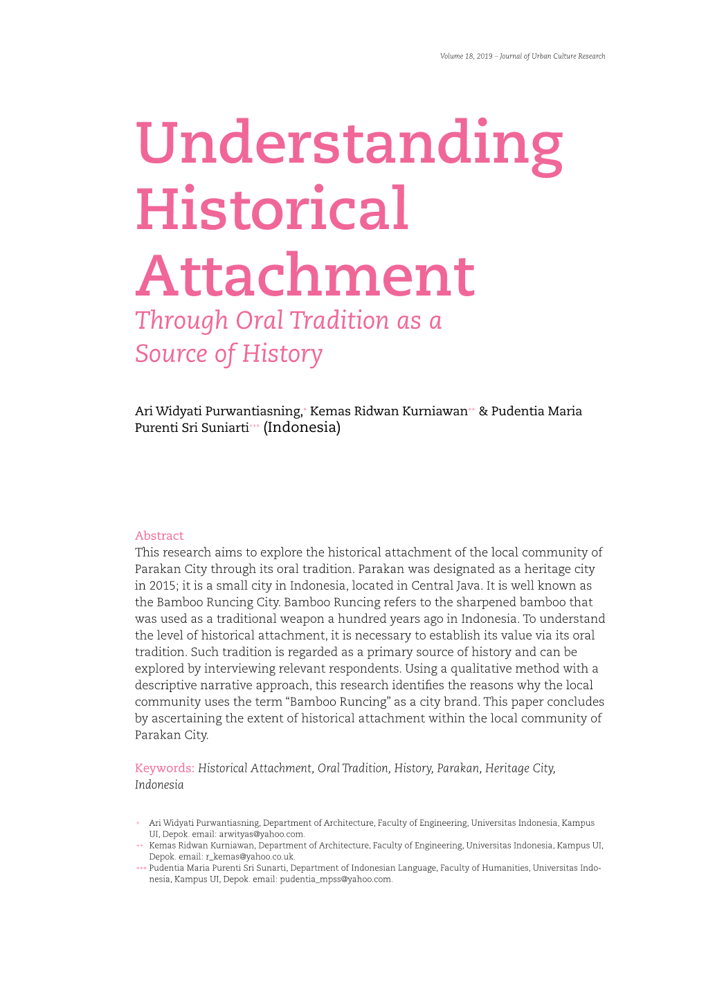 Understanding Historical Attachment Through Oral Tradition As a Source of History