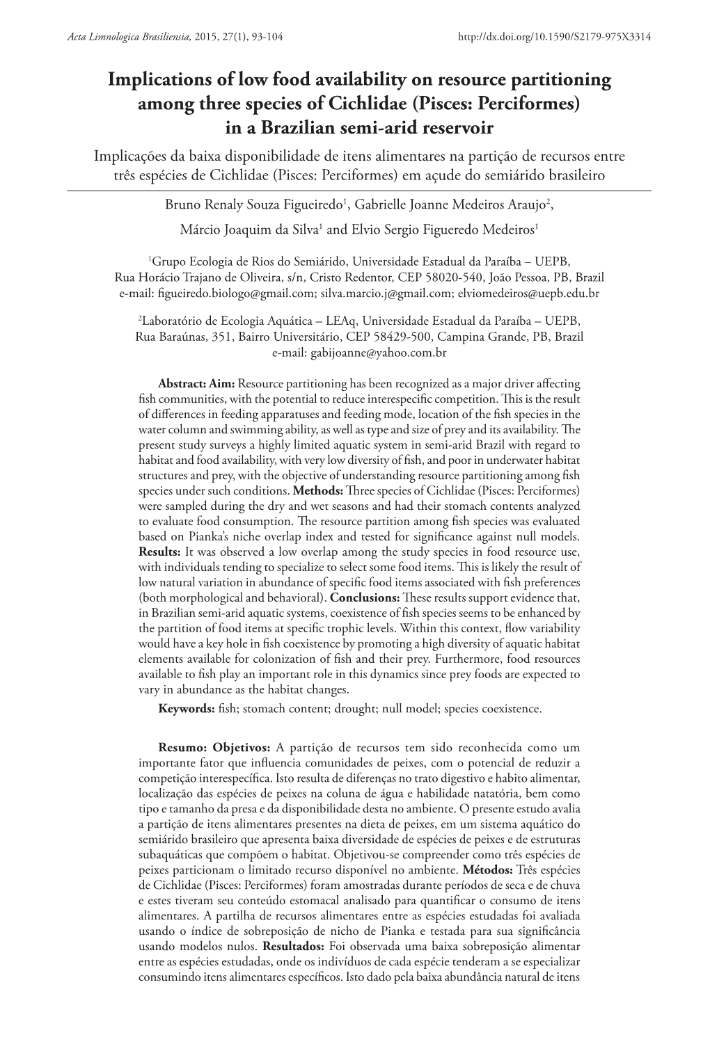 Implications of Low Food Availability on Resource Partitioning Among Three