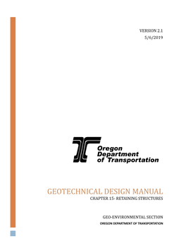 Geotechnical Design Manual Chapter 15- Retaining Structures