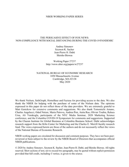 Nber Working Paper Series the Persuasive Effect of Fox News
