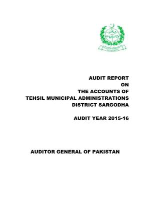 Audit Report on the Accounts of Tehsil Municipal Administrations District Sargodha