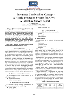 A Hybrid Protection System for Afvs – a Literature Survey Report Dr