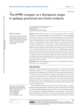 The AMPA Receptor As a Therapeutic Target in Epilepsy: Preclinical and Clinical Evidence