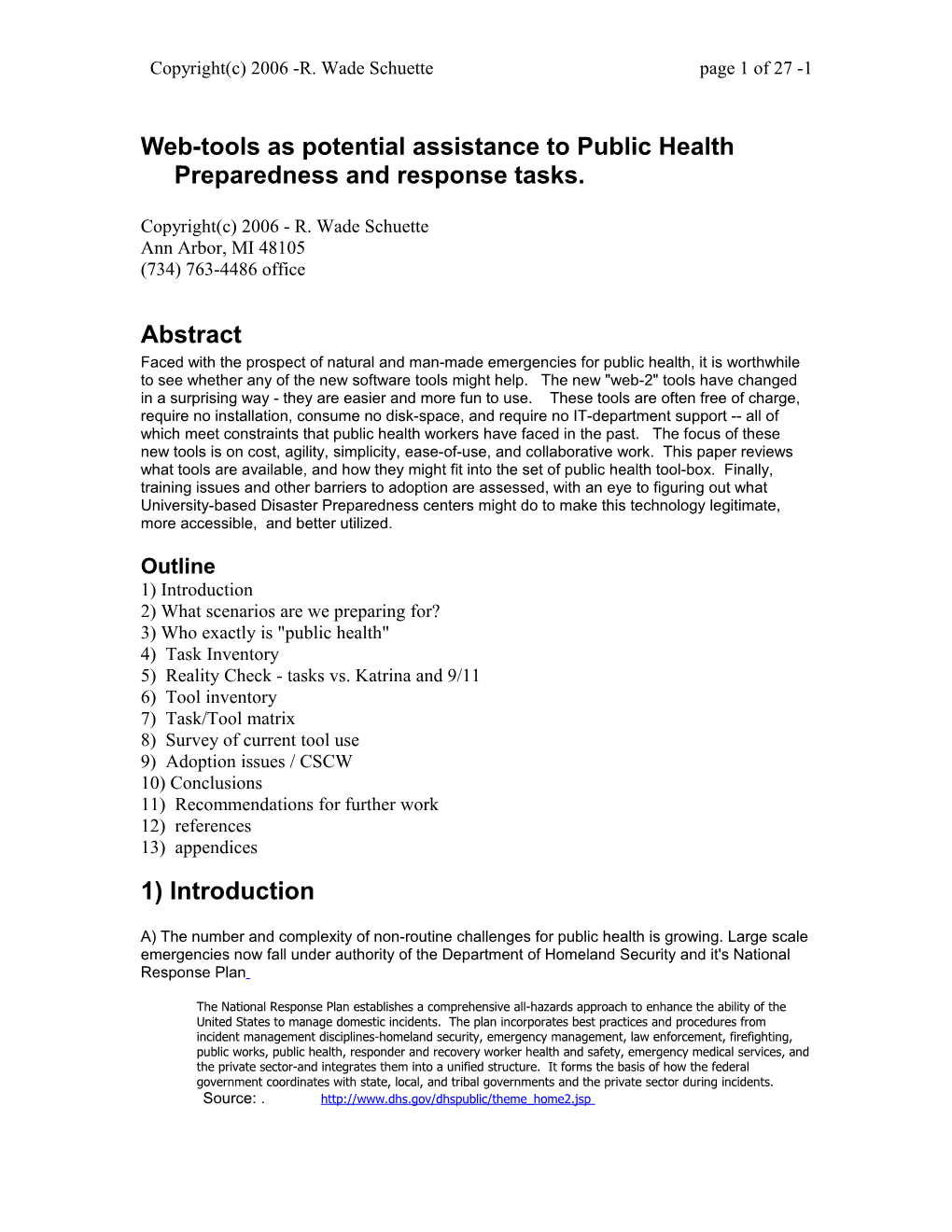 Web-Tools and Public Health Preparedness and Response Tasks