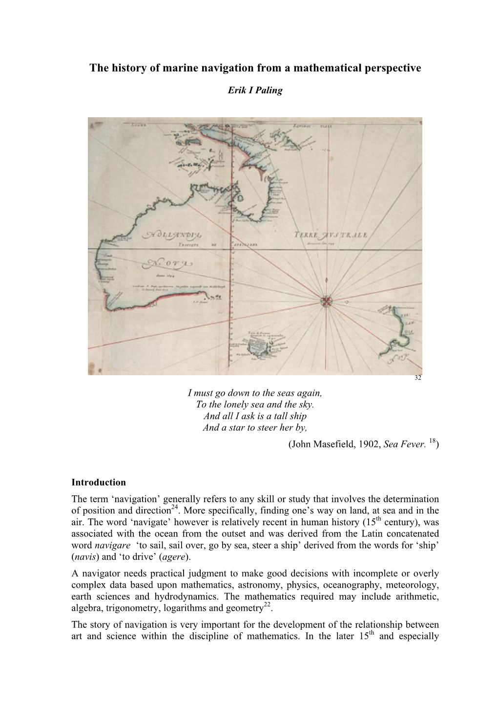 The History of Marine Navigation from a Mathematical Perspective