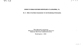 Guides to German Records Microfilmed at Alexandria, Va