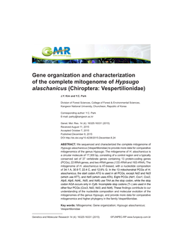 Gene Organization and Characterization of the Complete Mitogenome of Hypsugo Alaschanicus (Chiroptera: Vespertilionidae)