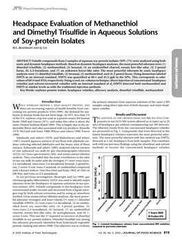Headspace Evaluation of Methanethiol and Dimethyl Trisulfide in Aqueous Solutions of Soy-Protein Isolates W.L