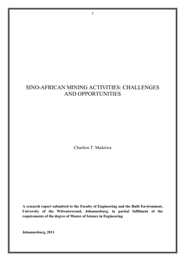 Sino-African Mining Activities: Challenges and Opportunities