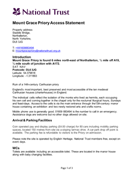 Mount Grace Priory Access Statement