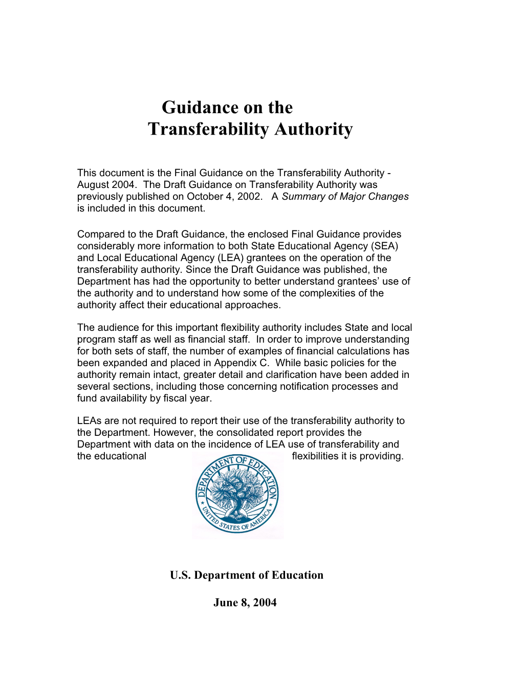 Final Transferability Authority Guidance (MS Word)