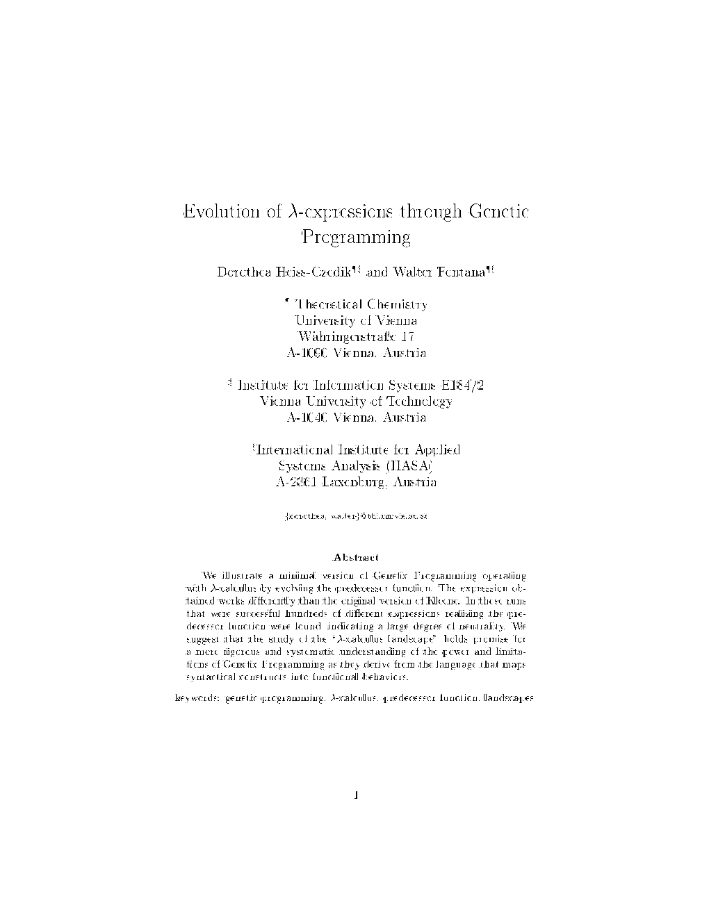 Evolution of -Expressions Through Genetic Programming