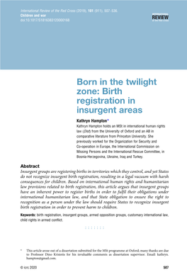 Birth Registration in Insurgent Areas