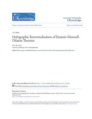 Holographic Renormalization of Einstein-Maxwell-Dilaton Theories" (2016)