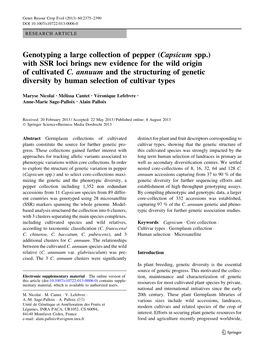 Genotyping a Large Collection of Pepper (Capsicum Spp.) with SSR Loci Brings New Evidence for the Wild Origin of Cultivated C