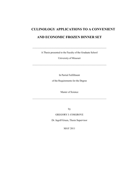 Culinology Applications to a Convenient and Economic