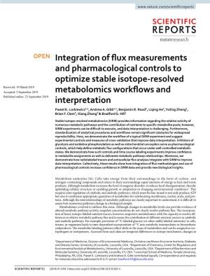 Integration of Flux Measurements and Pharmacological Controls To