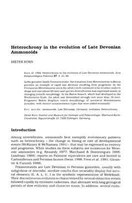 Heterochrony in the Evolution of Late Devonian Ammonoids