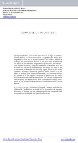 George Eliot in Context Edited by Margaret Harris Frontmatter More Information