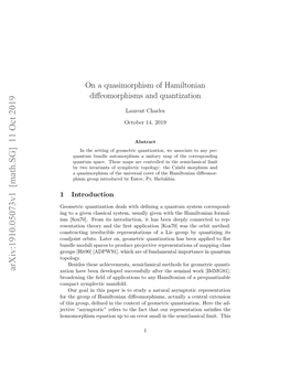 On a Quasimorphism of Hamiltonian Diffeomorphisms and Quantization